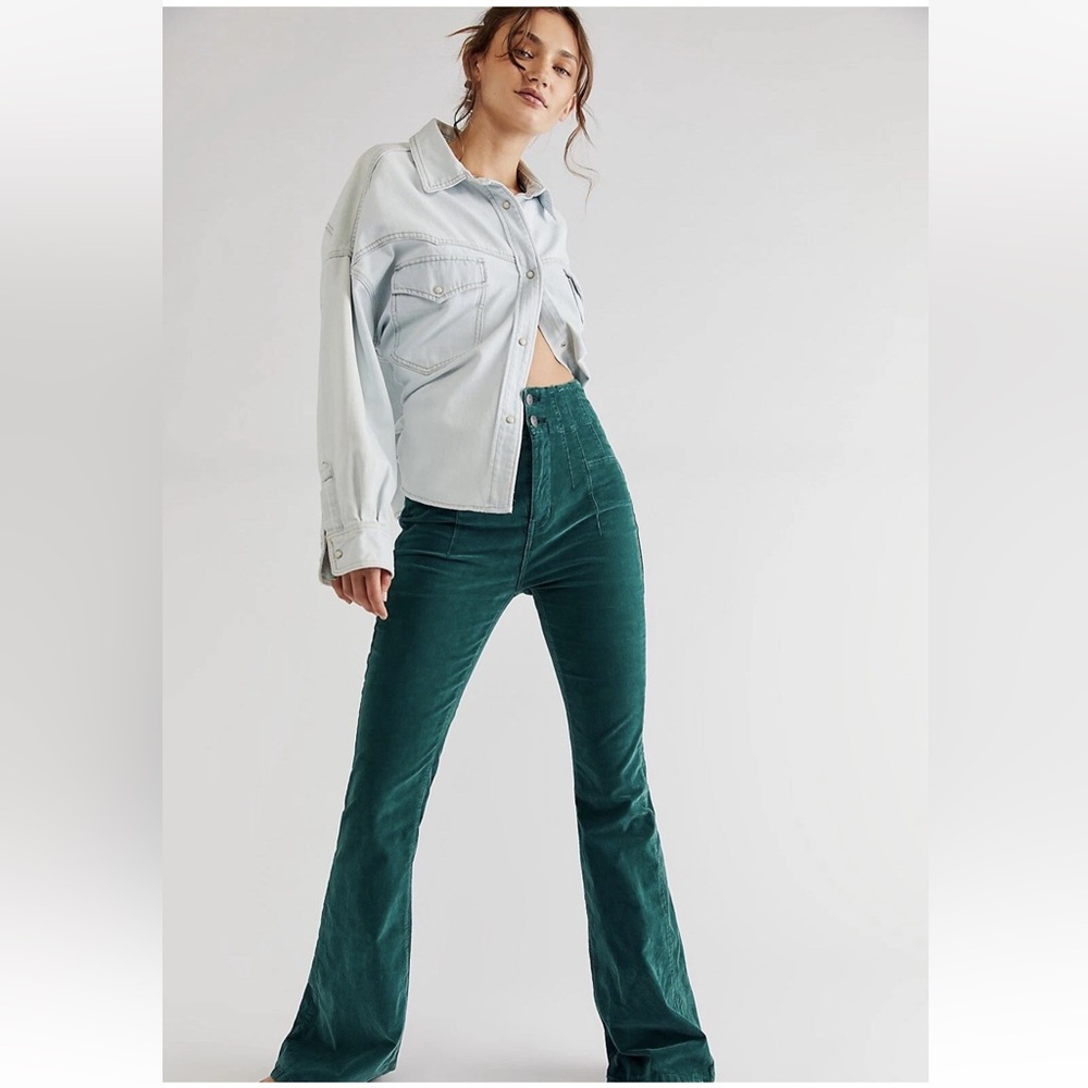 Free People Teal Flare Pants